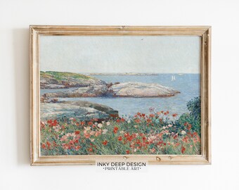 Coastal Landscape Painting Vintage Coastal Wall Decor Windmill Painting Amsterdam Countryside Print Downloadable PRINTABLE Wall Art, No. 179