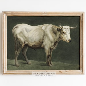 Cattle Wall Art, Bull Painting, Rustic Cow Print, Farmhouse Wall Decor, Vintage Wall Art, PRINTABLE Wall Decor, Digital Download, No. 218