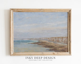 Seascape Painting Digital Download Vintage Ocean Painting Impressionist Coastal Wall Decor Downloadable PRINTABLE Wall Art, No. 394