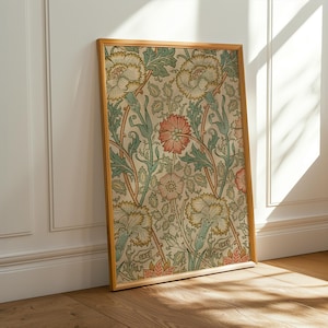 William Morris Wall Art Print Green and Burnt Orange Wall Art Vintage Floral Art Warm Neutral Decor Downloadable PRINTABLE Wall Art, 312-C