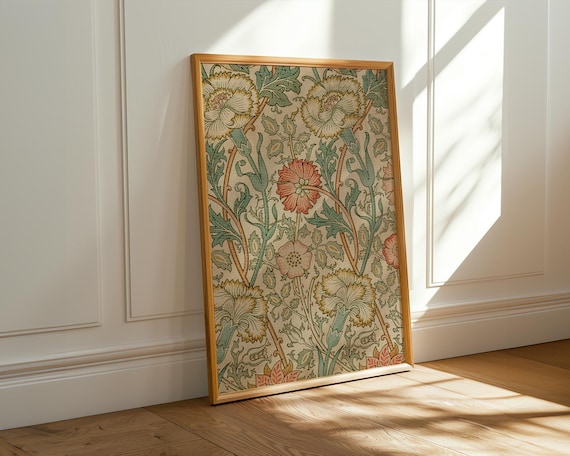 William Morris Wall Art Print Green and Burnt Orange Wall Art Vintage Floral Art Warm Neutral Decor Downloadable PRINTABLE Wall Art, No. 312