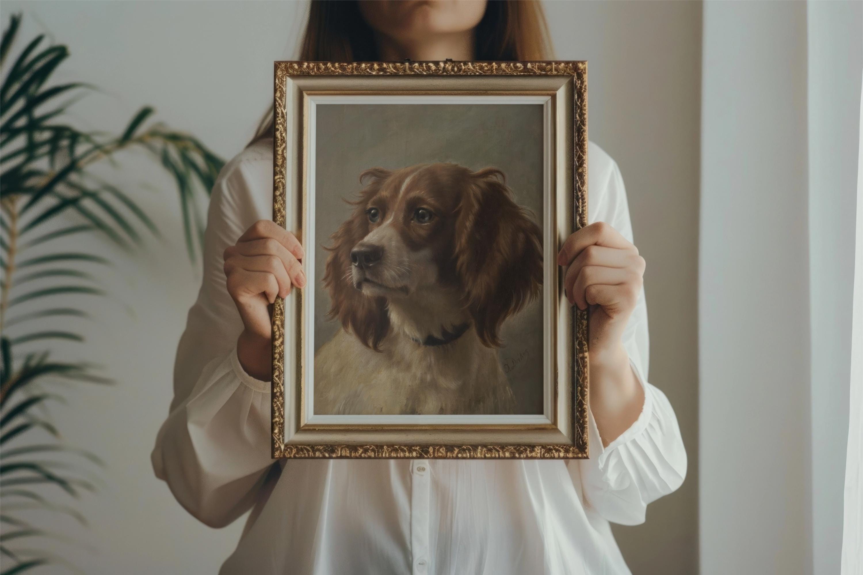 Vintage Dog Portrait Cocker Spaniel Print Antique Dog Oil Painting ...