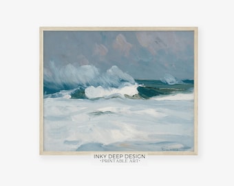 Abstract Sea Art Seascape Painting Vintage Waves Painting Downloadable PRINTABLE Wall Art, No. 205