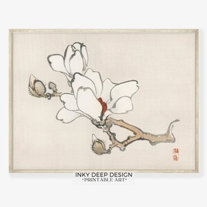 Vintage japanische Wandkunst Magnolienblüte Malerei druckbare antike japanische Kunstdruck Herunterladbare PRINTABLE Wandkunst, Nr. 187