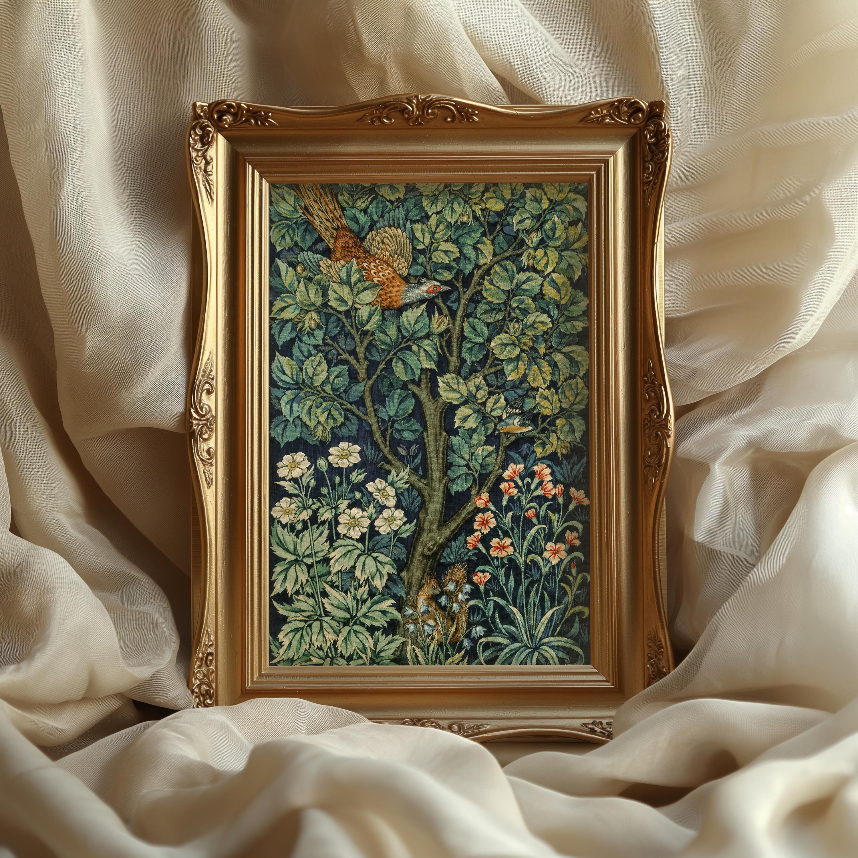 William Morris Textile Wall Art, Green and Blue Vintage Print