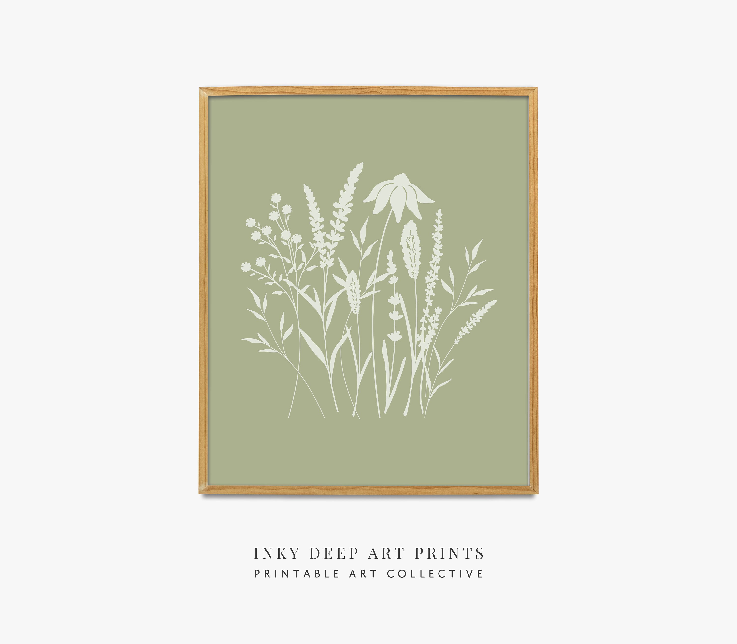 Sage Green Wall Art Printable Set of 3 Boho Wildflower Art Floral Wall ...