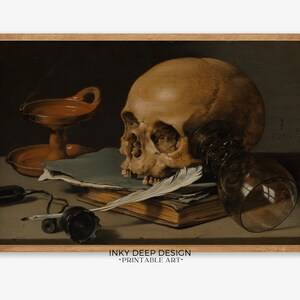 Skull Painting, Memento Mori, Skull Wall Art, Skull Print, Vanitas Still Life Painting, Vintage Wall Art, PRINTABLE Wall Decor, No. 130