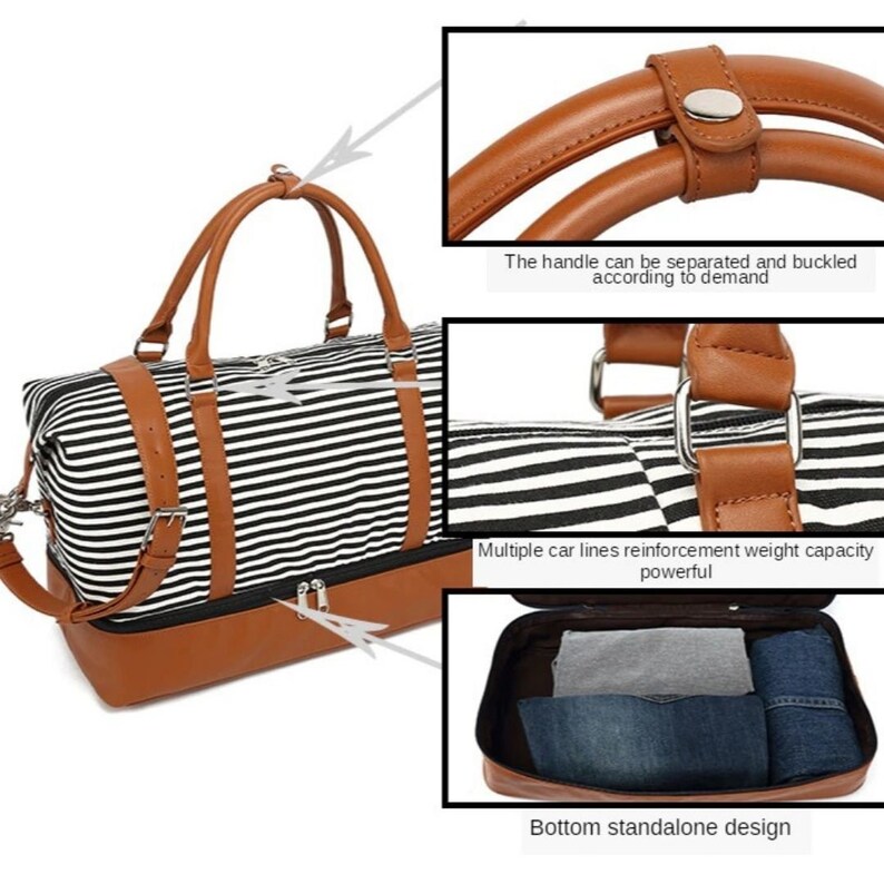 Casual Large Capacity Duffle Bag for Women Men Striped Etsy