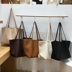 Leather Shopper bag - tote bag for ladies in black or brown. Soft