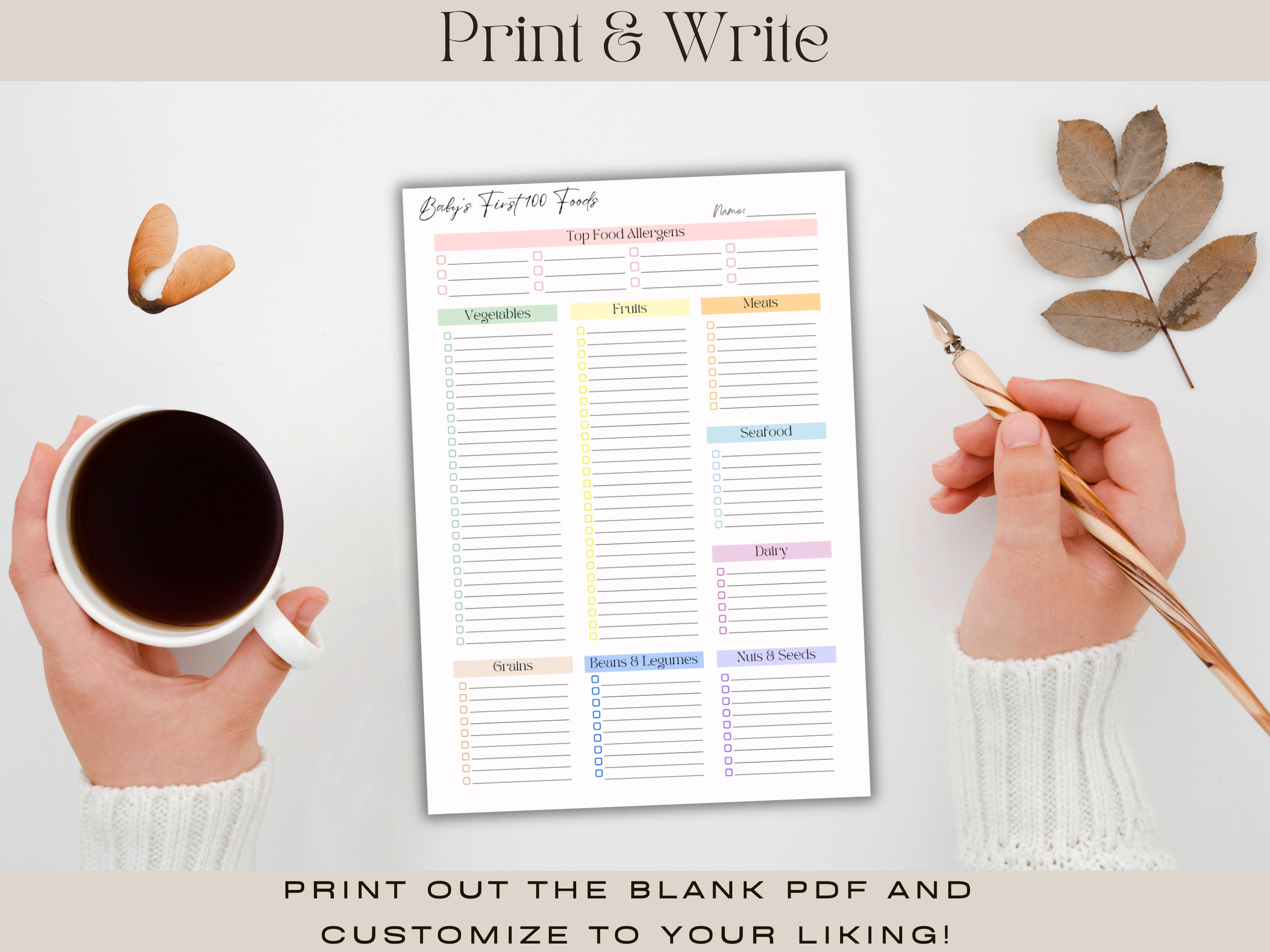 BABY FOOD CHECKLIST Food Checklist & Weekly Meal Plan Printables Solid