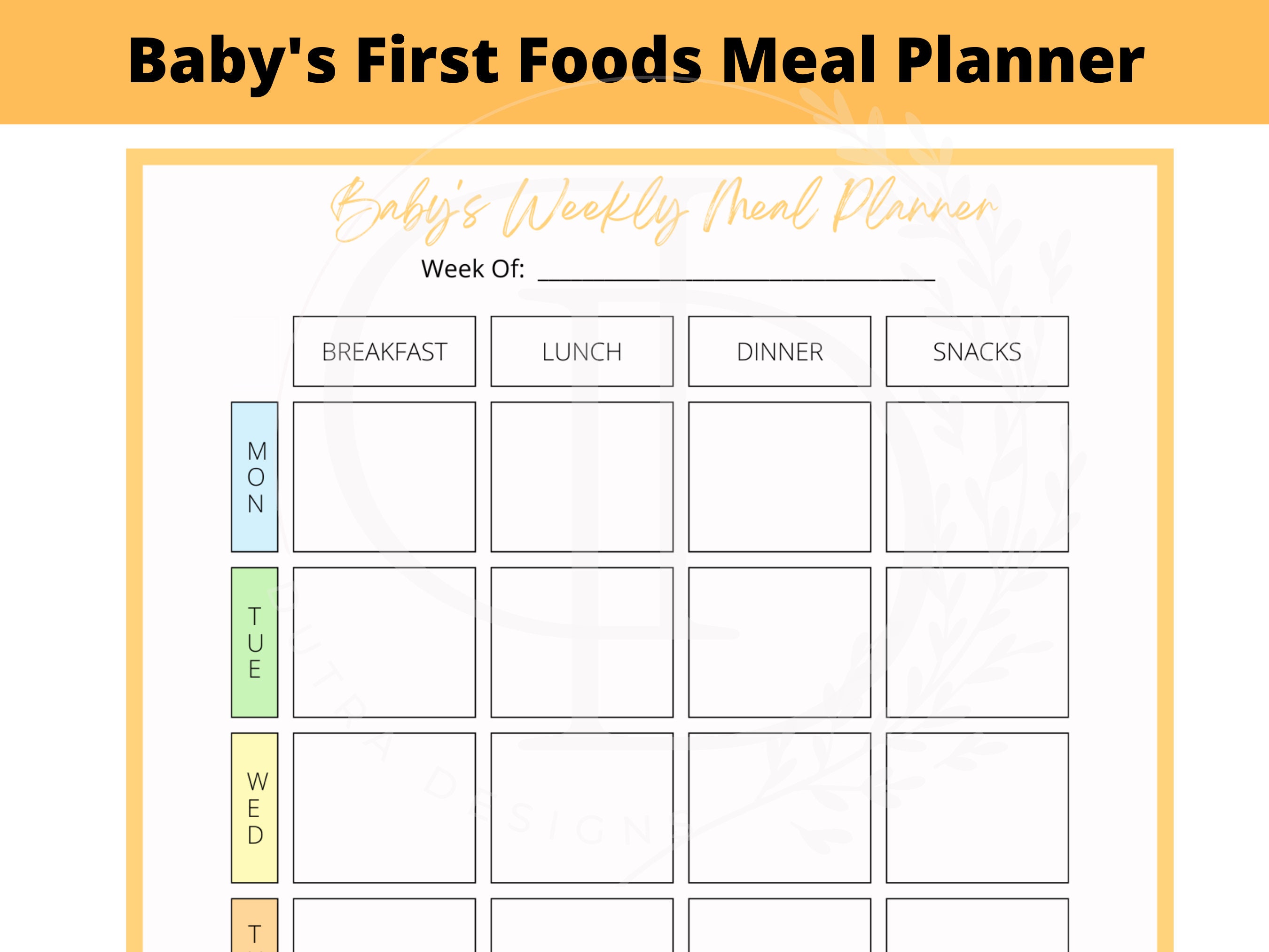 BABY FOOD CHECKLIST | Food Checklist & Weekly Meal Plan Printables