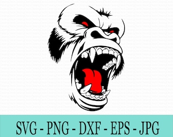 Gorilla Head SVG: King Kong Clipart, Cricut Cut File (Digital Download)
