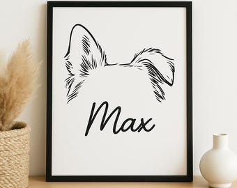 Custom Pet Ear Outline SVG: Hand-Drawn Dog & Cat Tattoo Design (Digital Download)
