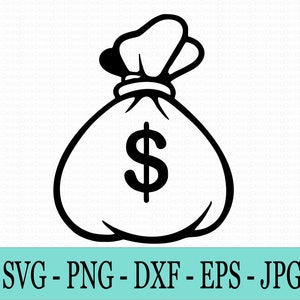 Money Bag Package, Clipart, Cricut, Marked Money Bag, , Dollar svg, Digital Download file. image 1