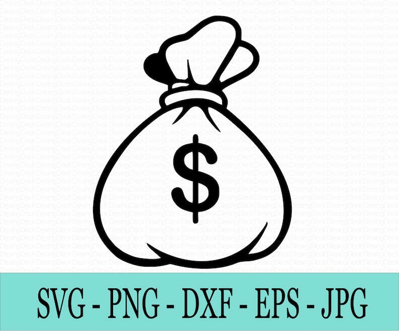 Money Bag Package, Clipart, Cricut, Marked Money Bag, , Dollar svg, Digital Download file. image 1