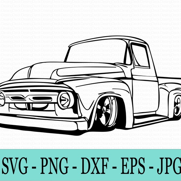 Classic Pickup Truck SVG,Classic Car Silhouet,Kids Room, Living Room, Vinyl Print. Antique Car,Retro Truck, Digital Download File.