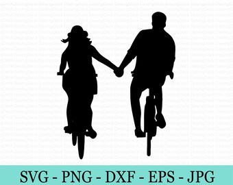 Dear Bicyclists Holding Hands,digital download Svg - Eps - Dxf - Png - Jpg, for Valentine's Day