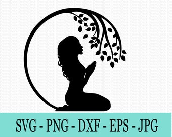 Frau bei Meditation Yoga, Silhouette, SVG Datei,