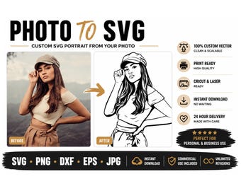 Custom Digital Portrait,Submit your image and we'll convert it to SVG and surprise your loved ones. jpg to svg, png