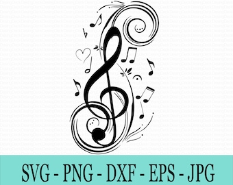 Floral Treble Clef SVG: Music Notes Vector (Digital Download)