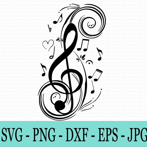 Music Svg, Musical Notes Svg, Clef Svg, g, Musical Note Svg cricut, Silhouette Music Vector Svg openclipart