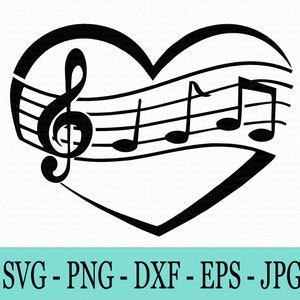Musiknote Herz, digitale Download-Datei, SVG, PNG, EPS, dxf, jpg digitaler Download