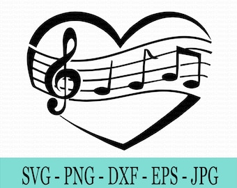 Nuta serca SVG: Projekt klucza wiolinowego (pobieranie cyfrowe)