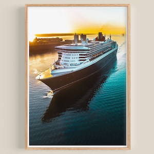 Queen Mary 2 Sunrise Poster