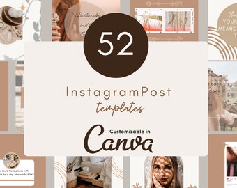 52 modèles Instagram beiges | Modèles de toile neutres | Modèles Boho Canvas | Publication Instagram | Pack de modèles Instagram