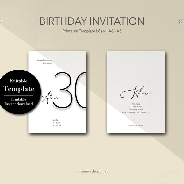 Editable I Printable Birthday I Party Invite I Any Age I Editable Template I Instant Download I invitation I template I modern