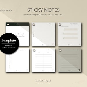 Sticky Note Printable I 3 X 3 in I Notes Template I Memo Card I PDF ...