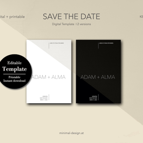 Modern Minimal Save the Date Template I Editable I Wedding Save The Date Template I Digital Download I instant I Wedding I Save the Date