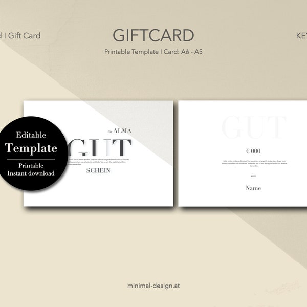 Modern Template I Gift Certificate I Modern I Editable Gift Card I Instant Download I  Gift Voucher I printable | Love | personal I  for her