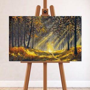 Sunlight Through Trees Painting Wall Art For Living Room Canvas Art Print Impressionism Art Landscape Painting Ready to Hang Wall Art Decor