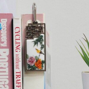 Retro Bookmark Gift Chinoiserie Porcelain Collectable Bookmark Gift Antique Ceramci Craft Birthday Gift for Reader Teacher Appreciation Gift