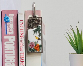 Chinoiserie Porcelain Bookmark, Bird Trail Design, Reader Gift