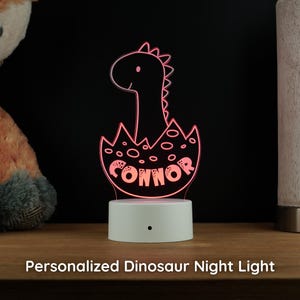 Dinosaur Personalized Acrylic Night Light For Kids, Handmade Engraved LED Lamp Night Light, Perfect Gift For Girls Or Boys