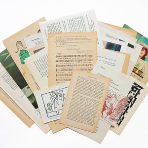 50+ Vintage Scrapbook Paper Sheets | 1960s Old Book Pages | 1970s Vintage Paper Sheets | Ephemera Bundle for Scrapbooking and Junk Journals