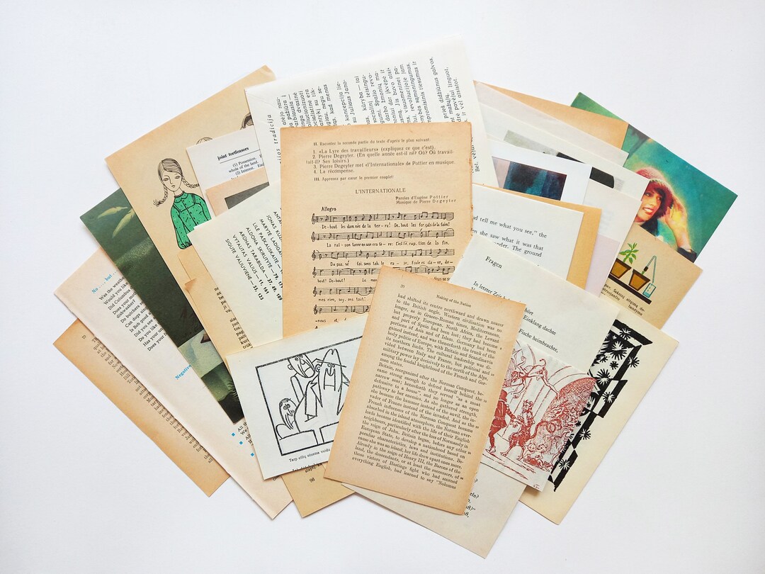 50 Vintage Scrapbook Paper Sheets 1960s Old Book Pages 1970s Vintage