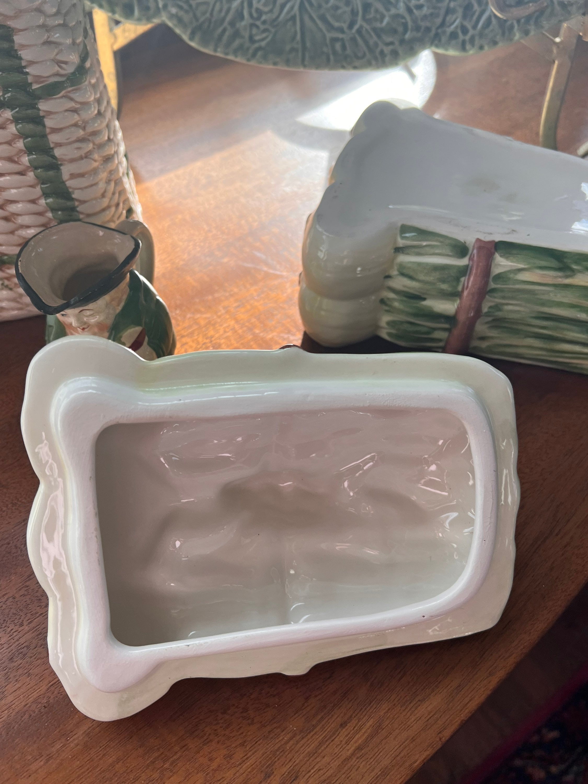 Vintage Majolica Garlic Keeper Etsy