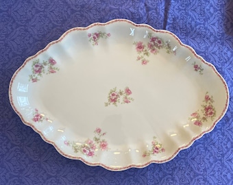 Lantermier LIMOGES France China Vegetable Serving DISH A Bowl Cherry Blossom 24K Gold trim Flawless in every way 12.5 x 6