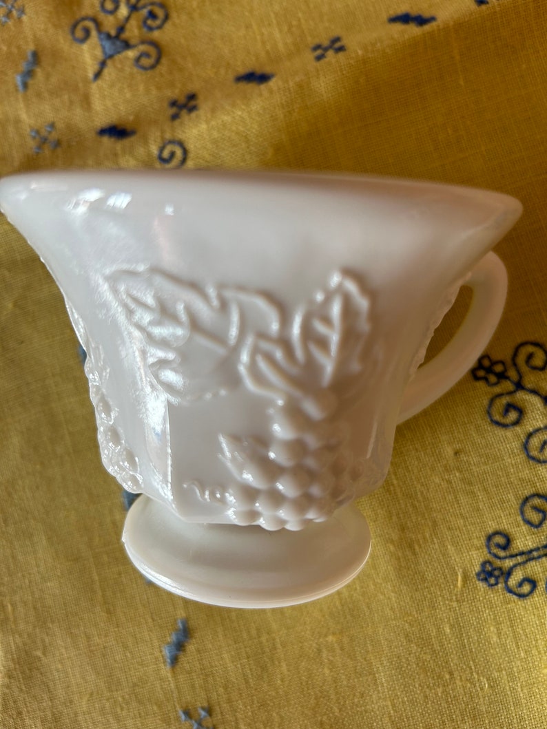 Set of 6 Milk Glass Luncheon Plates With Cups Etsy