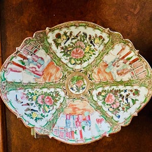 Antica composta di porcellana Famille Rose, tazza figurale cinese, 14"