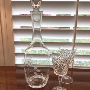 Toscany Hand Blown Etched Crystal Wine  Decanter