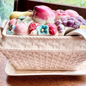 Vintage Tilso Tureen, Fruits on the lid with Ladle