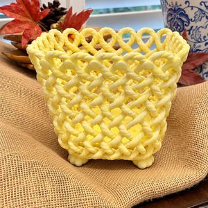 Vintage Yellow Ceramic Cachepot Planter