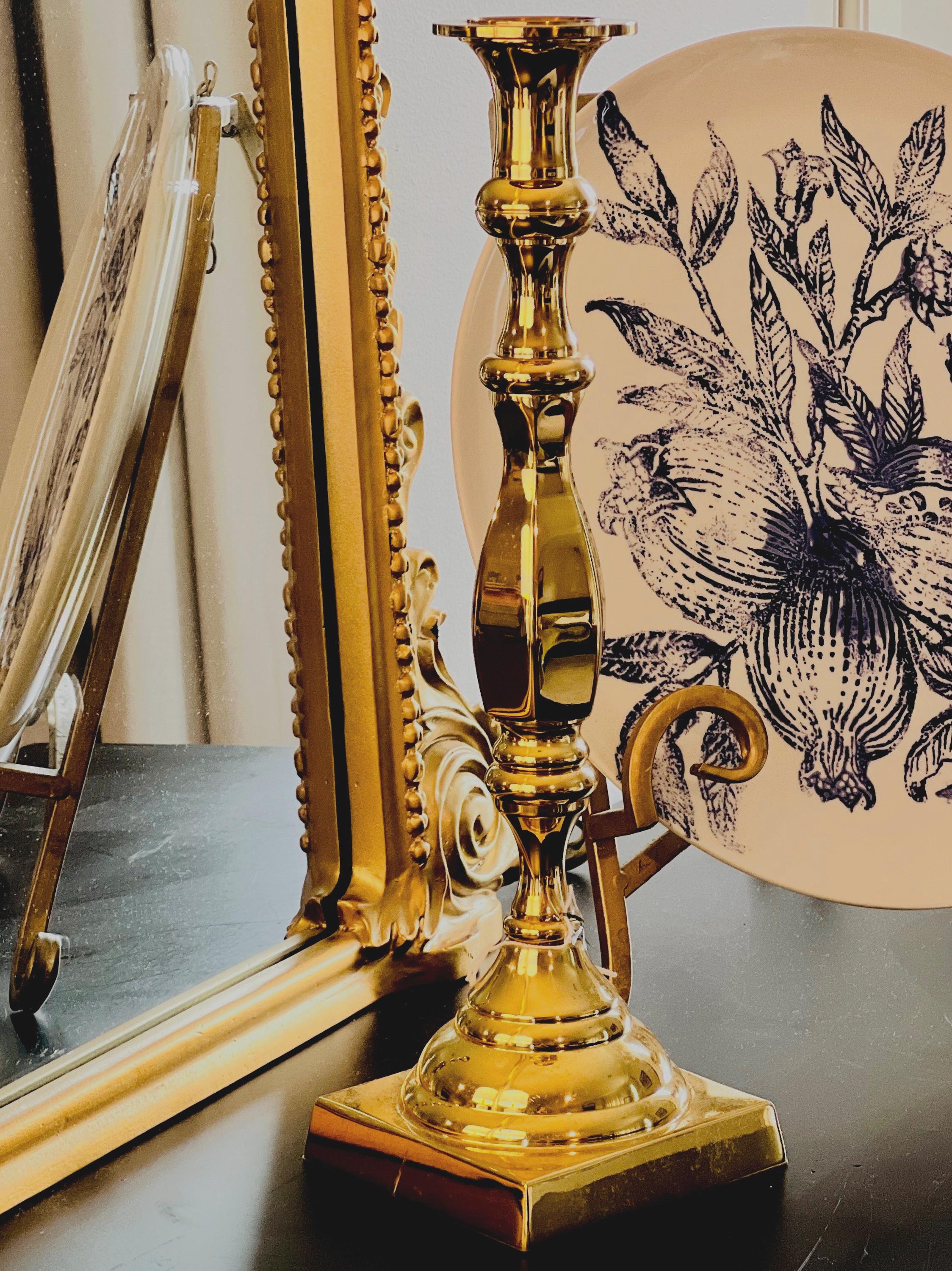 Mount Vernon ペン立て Baldwin Brass製 Baldwin Solid Brass Candlestick Holder – 16” Tall – Classic Square