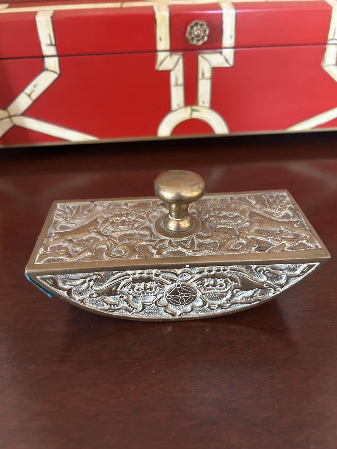 Vintage Asian Silverplate Ink Rocker Blotter With Foo Dogs - Etsy