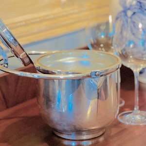 Vintage English Silver Mfg Corp Ice Bucket with Lid & Handle – Silverplate Wine Chiller