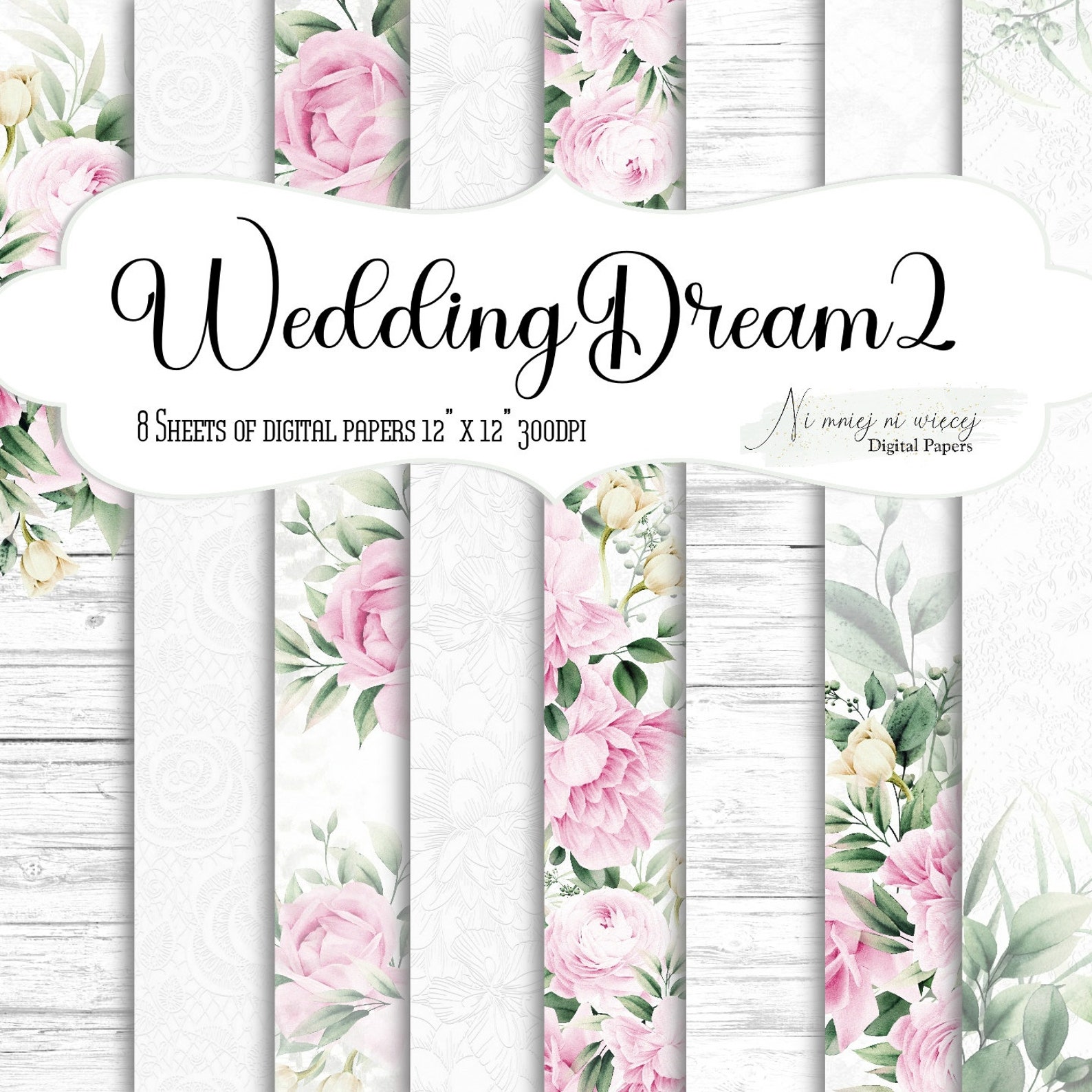 Wedding Dream Collection Printable Wedding Digital Papers Etsy Canada